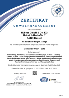 EN ISO 14001 Zertifikat