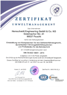 EN ISO 14001 Zertifikat