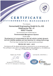 EN ISO 14001 Zertifikat HKS
