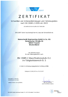 DIN EN 15085 Zertifikat