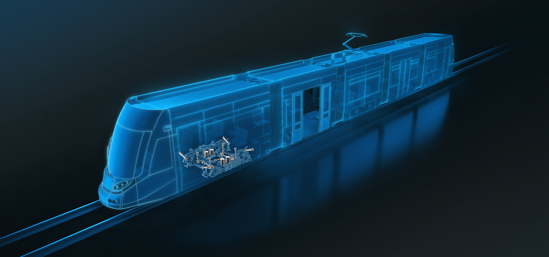 Darstellung eines Fahrwerksystems innerhalb eines Schienenfahrzeuges