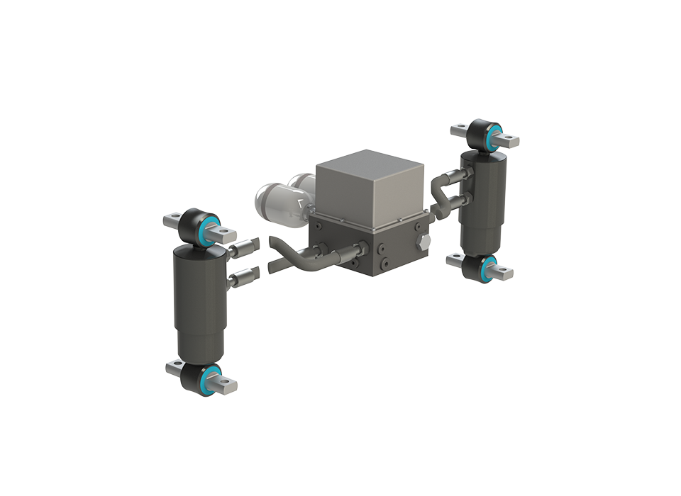 Detailed view of the hydraulic anti-roll bars (HEHARB)