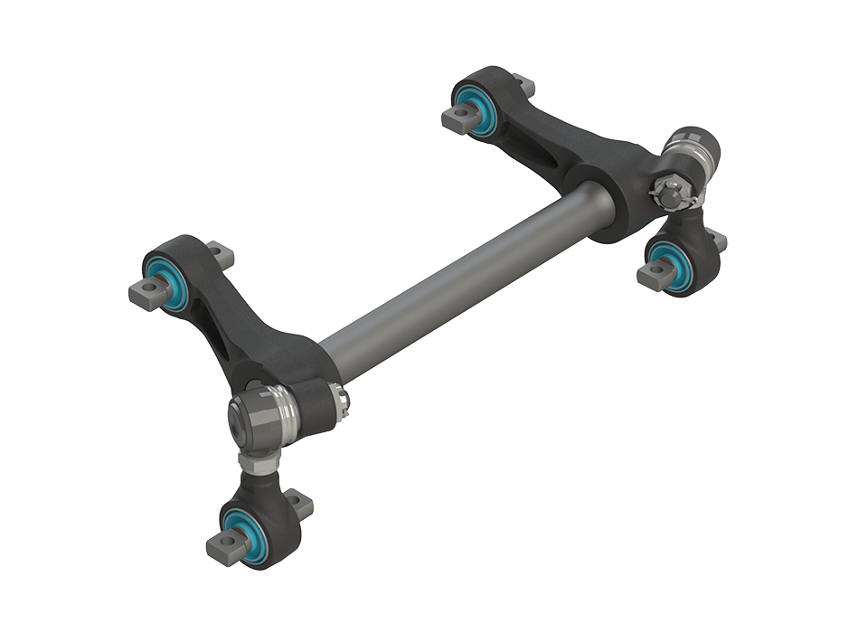 Detailed view of the mechanical anti-roll bars (HEARB), which provide optimal roll control